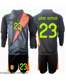 Günstige Spanien Unai Simon #23 Torwart Auswärts Trikotsatzt Kinder EM 2024 Langarm (+ Kurze Hosen)